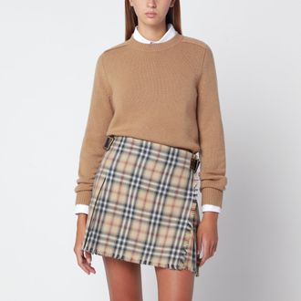 Burberry Maglione girocollo color caramello in cashmere