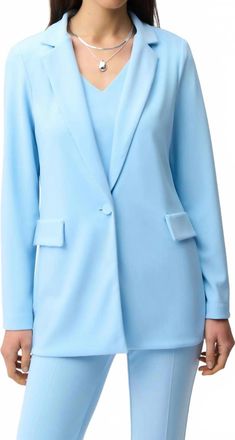 Joseph Ribkoff Long Sleeves Classic Straight Blazer In Sky Blue
