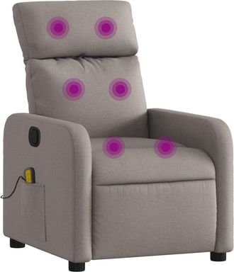 vidaXL Sillón de masaje reclinable de tela gris taupé Vidaxl