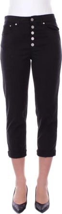 Dondup Zwarte Broek met Knopen - Dames - Vrijetijds broeken - Zwart - W24 - Katoen - Broeken