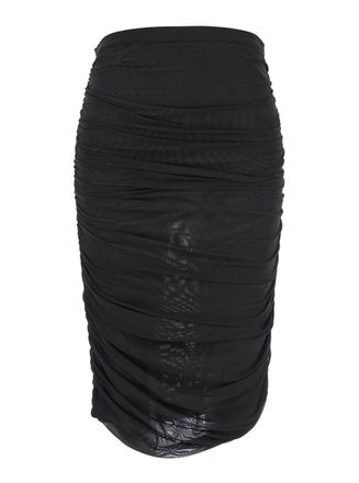 Federica Tosi Black Skirt With All-Over Draped In Tulle Woman