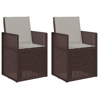 vidaXL Sillas De Comedor De Jard&iacute;n 2 Pcs Marr&oacute;n Y Gris Claro Pp Vidaxl