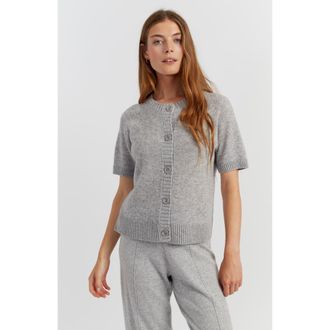 Chinti and Parker Lightweight Wool-Cashmere Button-Front Tee in Light Grey at Nordstrom, Size X-Large
