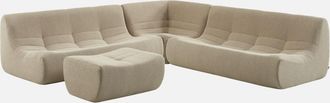 Sweeek Sof&aacute; Envasado Al Vac&iacute;o Esquinero Modular De Borreguito Texturizado Con Reposapi&eacute;s, 7 Plazas