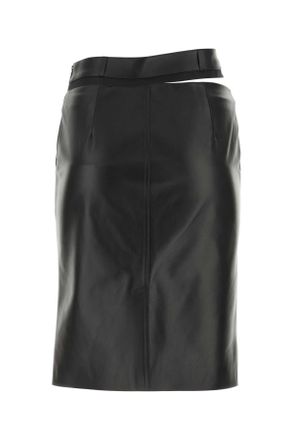 Fendi Womens Black Leather Skirt Nero Exterior: Calf Lining: Fabric Gonne