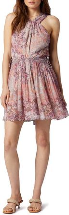 Joie Thya Print Silk Minidress in Taupe Gray Multi at Nordstrom, Size Medium