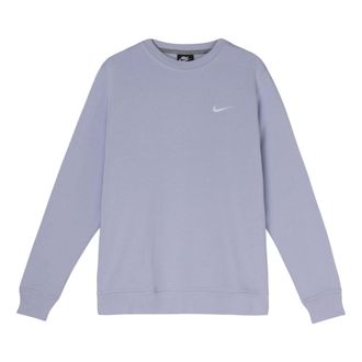 Nike Mens Nike Solid Color Chest Brand Logo Printing Embroidered Round Neck Pullover Autumn Light Purple 916609-539