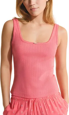 Etam Odelia Sorbet Cotton Pointelle Pajama Tank in Grenadine at Nordstrom, Size X-Small