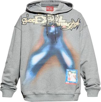 Diesel S-Boxt-Hood-V4 Hoodie - Heren - Hoodies - Grijs - M - Katoen - Hoodies & sweatvesten