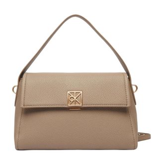 Calvin Klein Handbags, female, Beige, Size: ONE SIZE Emblem Pebble Shoulder Bag