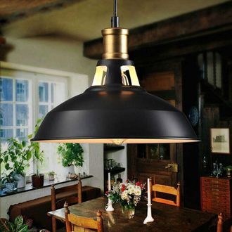OEM L&aacute;mpara Colgante Industrial Vintage Tigrezy, L&aacute;mpara De Techo Led Retro De Metal Con Pantalla, Casquillo E27, Iluminaci&oacute;n De Techo Negra