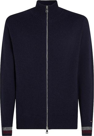 Tommy Hilfiger Cardigans, male, Blue, Size: 2XL Desert Sky Wool Blend Zip Through