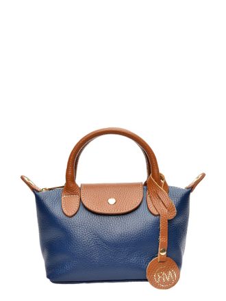 Roberta M Blauw Rundleer Tas