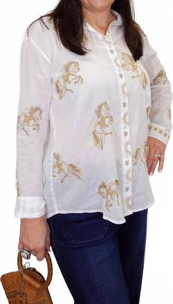 Johnny Was Womens Oversized Shirt In White