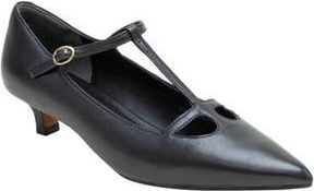 Linea Paolo Celia Pointed Toe T-Strap Pump in Black at Nordstrom Rack, Size 5