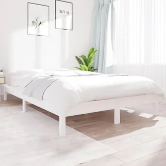 vidaXL Estructura De Cama Madera Maciza De Pino Blanco 120x200 Cm Vidaxl