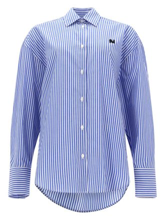 Msgm Vertical Stripes Two Shades Blue Shirt