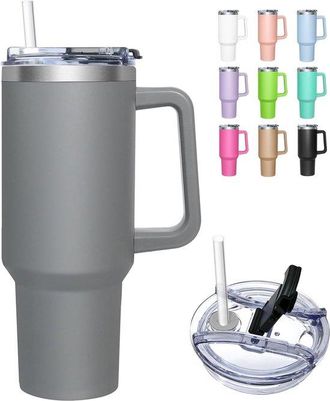 OEM Vaso T&eacute;rmico Con Tapa 2 En 1 De 1180 Ml, Vaso Con Tapa Y Pajita, Taza Aislante De Acero Inoxidable Con Asa, Vaso Para Bebidas Fr&iacute;as Y Calientes