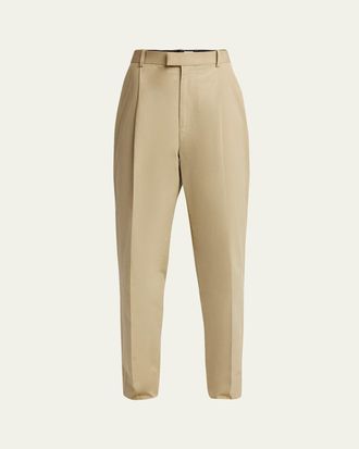 Bottega Veneta Mens Light Cotton Pleated Trousers