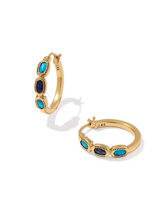 Kendra Scott Womens Mini Elisa Vintage Hoop Earrings In Gold / Blue Mix