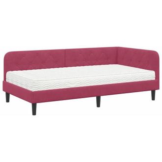 vidaXL Estructura De Cama En Esquina Rojo Vino 90 X 190 Cm Terciopelo Vidaxl
