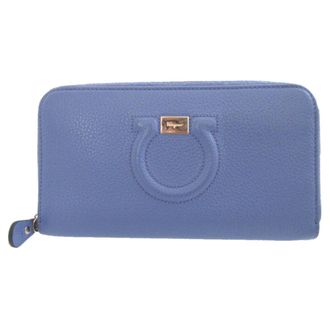 Ferragamo Purple Leather Long Wallet (Bi-Fold) (Pre-Owned)