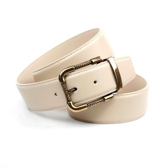 Anthoni Crown Lederg&uuml;rtel ANTHONI CROWN, Damen, Gr. 80, beige, Leder, unifarben, G&uuml;rtel Lederg&uuml;rtel, mit goldfarbener Dornschliesse, abgesteppte R&auml;nder