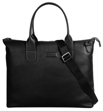 Bugatti Shopper BUGATTI ELSA, Damen, Gr. B/H/T: 39cm x 29cm x 11cm onesize, schwarz, Leder, leicht gl&auml;nzend, unifarben, Taschen Shopper, echt Leder