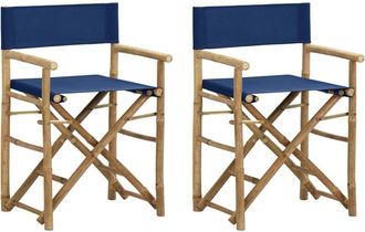 vidaXL Vidaxl - Folding Directors Chairs 2 pcs Blue Bamboo and Fabric
