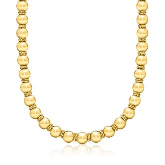 Ross-Simons Italian 12mm 14kt Yellow Gold-Plated Bead Necklace