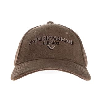 Emporio Armani Bruine Baseballpet met Logo Borduurwerk - Heren - Petten - Bruin - ONE Size - Katoen - Accessoires