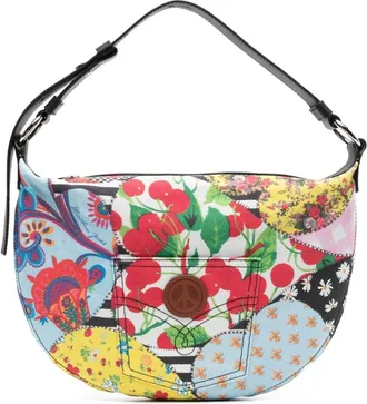 Moschino patchwork-print cotton shoulder bag - women - Calf Leather/Cotton - OS - White