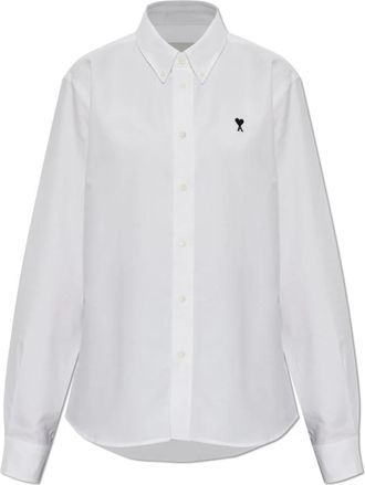 Ami Shirt met geborduurd logo - Dames - Overhemden - Wit - S - Katoen - Overhemden