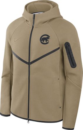 Nike Chicago Cubs Tech Fleece Windrunner Nike Mens MLB Full-Zip Hooded Jacket in Brown | 05L40IDHEJ-GML