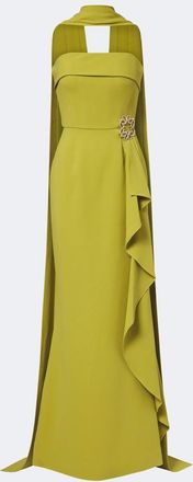 Elie Saab Scarf-detail embellished draped cady gown