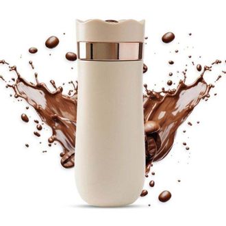 OEM Cafetera De &Eacute;mbolo Con Filtros, Preparaci&oacute;n T&eacute;rmica, Doble Pared Aislante, Port&aacute;til, Ideal Para Acampar Y Viajar (blanco Lechoso) -crezuo