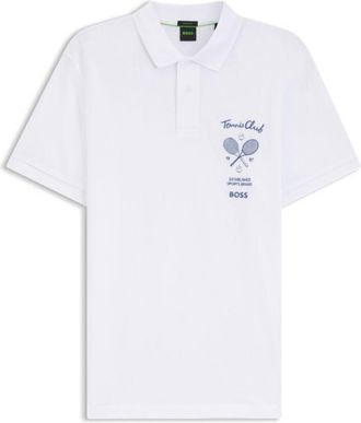 BOSS Embroidered-artwork polo shirt in cotton mesh