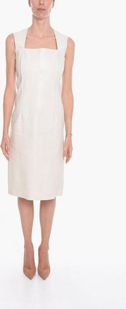 Bottega Veneta Sleeveless Leather Midi Dress with Square Neckline Bottega Veneta