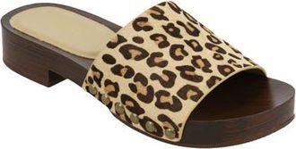 Mia Lanell Genuine Calf Hair Slide Sandal in Leopard Print at Nordstrom, Size 9.5