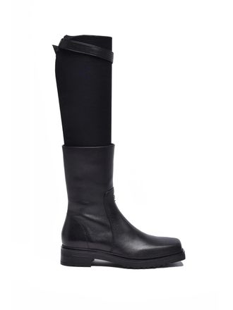 Patrizia Pepe Black Leather Rubber Womens Leather Ankle Boot