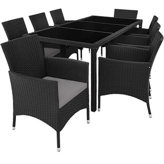 TecTake Conjunto de rat&aacute;n para 8 personas incluye funda protectora negro/gris