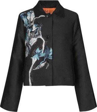 Stine Goya Chique Jacquard Jas met stof - Dames - Zomerjassen - Zwart - S - Organza - Jassen