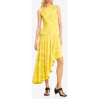Desigual Floral Sleeveless Asymmetric Hem Dress in Yellow at Nordstrom, Size X-Large