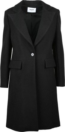 La Kore Black Fitted Wool-Blend Coat