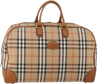 Burberry Pre-owned Boston Bag - Dames - Vintage Weekendtas - Beige - ONE Size - Leer - Vintage