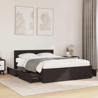 vidaXL Estructura De Cama Con Cabecero Sin Colch&oacute;n Negro 140x200 Cm Vidaxl