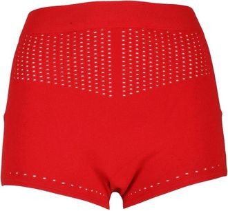 Max Mara Gebreide Shorts met Elastische Tailleband - Dames - Bermuda - Rood - L - Polyester - Korte Broeken