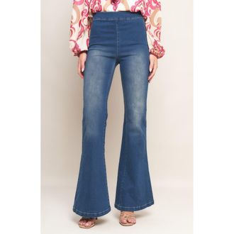 Flying Tomato Washed Stretch Denim Flare Pants in Medium Indigo at Nordstrom Rack, Size Small