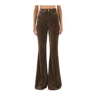 Rick Owens Wide Trousers, female, Brown, Size: W27 Velvet Flare Pants