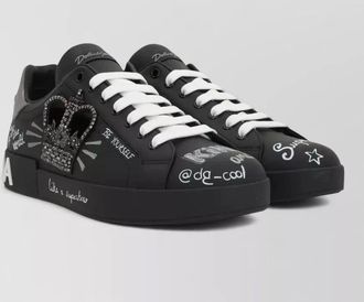Dolce & Gabbana portofino crown appliqu&eacute; graphic text sneakers